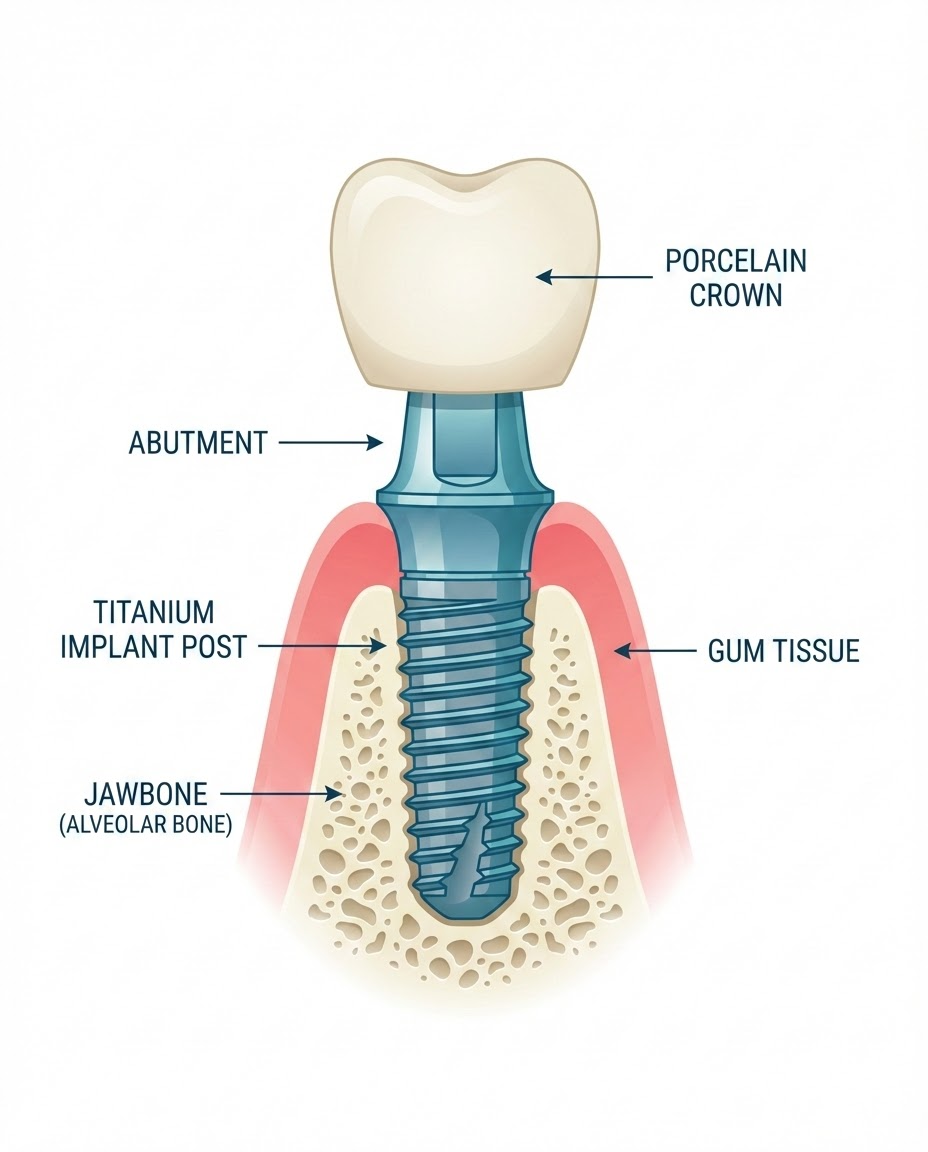 dental implants procedure steps and process diagram