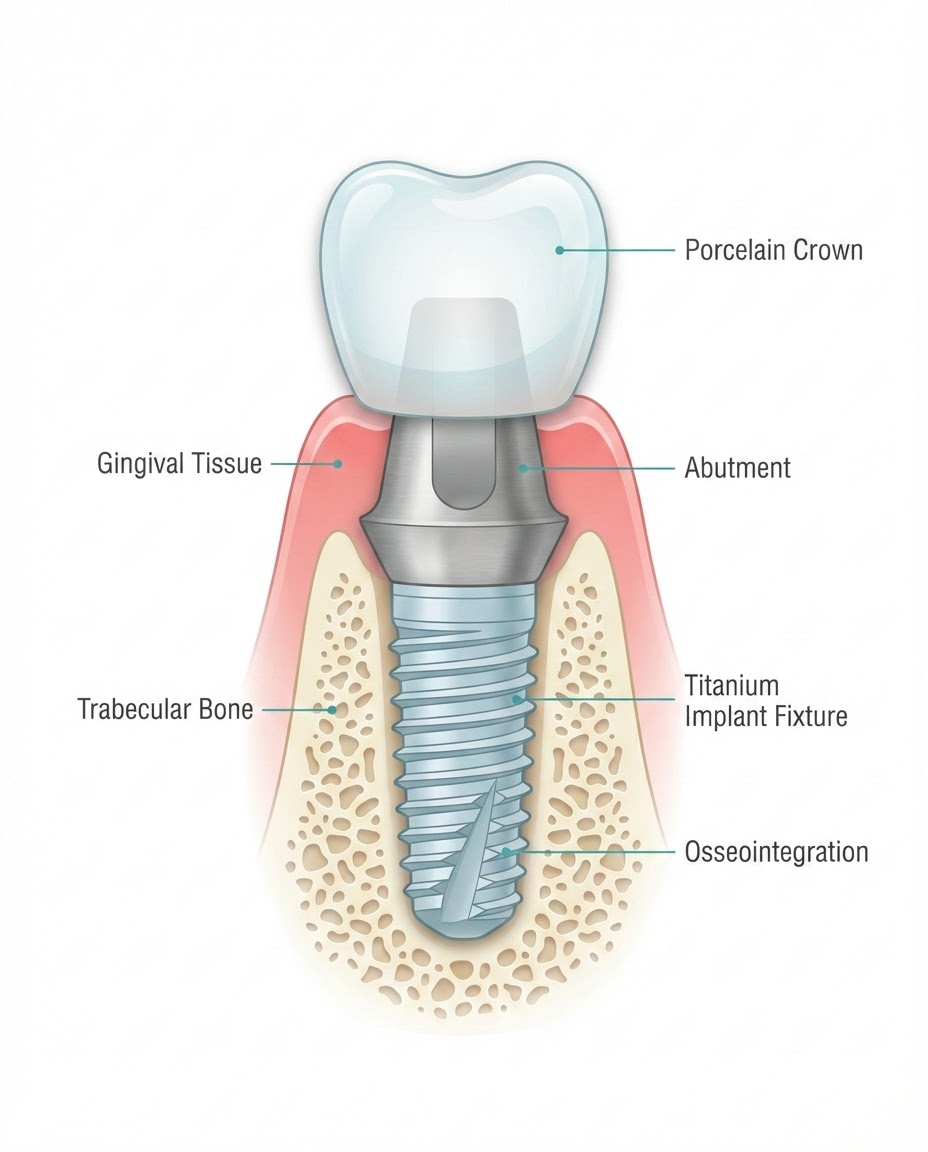 dental implants procedure steps and process diagram