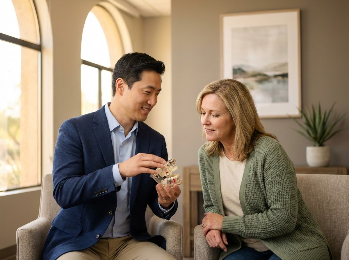 Patient smiling confidently after successful bone grafting and dental implant treatment