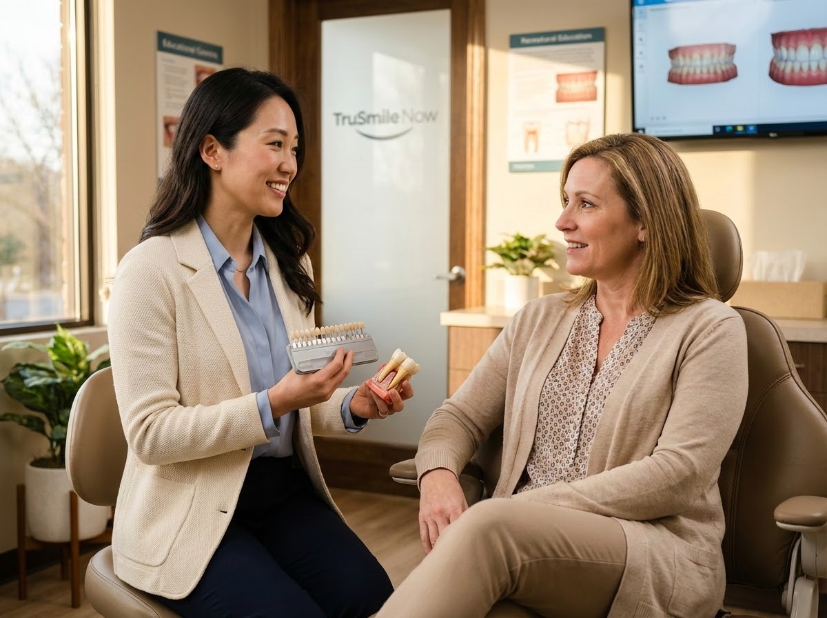 Patient smiling confidently after affordable teeth whitening treatment at TruSmile Now