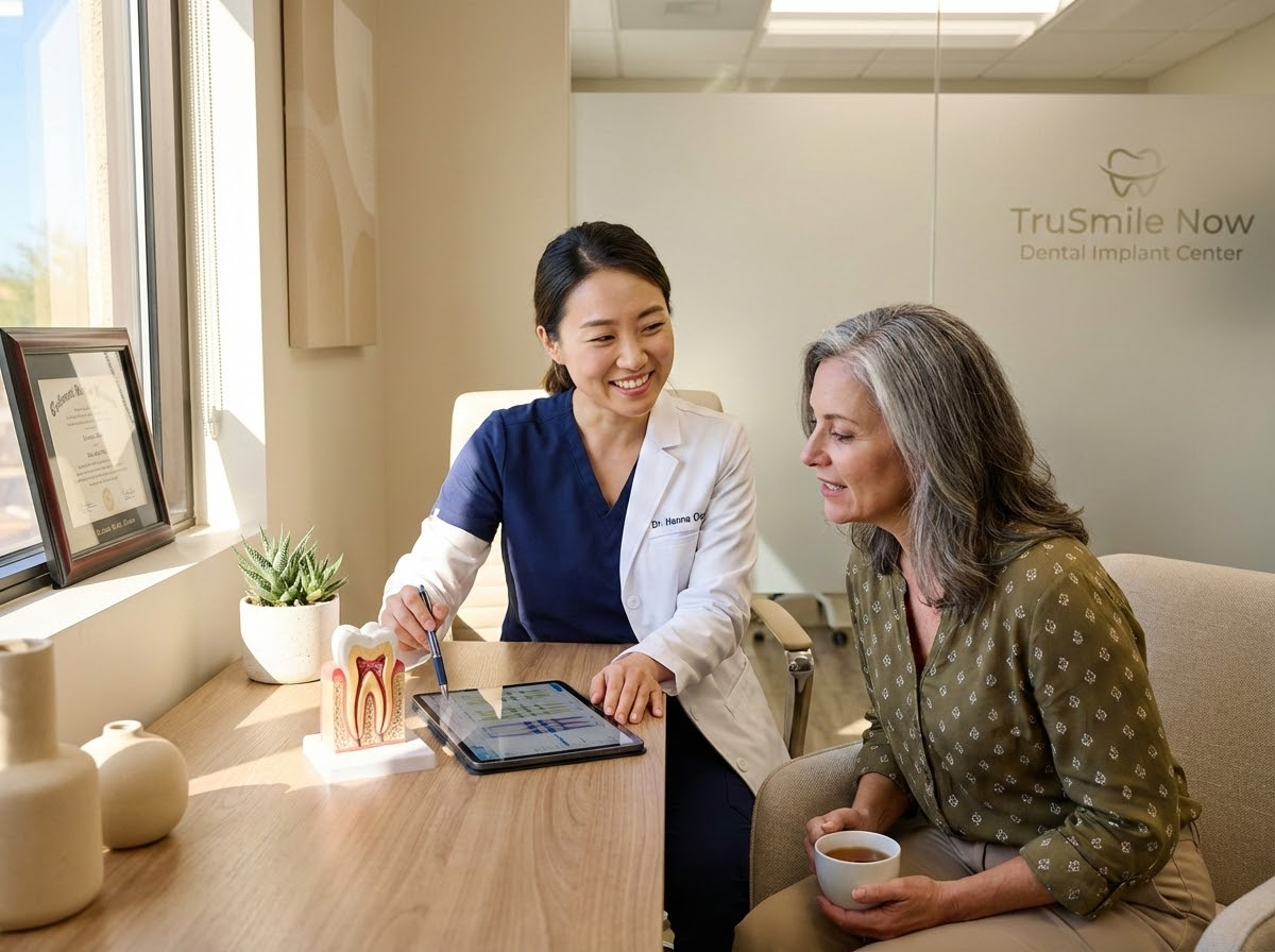 Patient enjoying life after dental veneers treatment at TruSmile Now