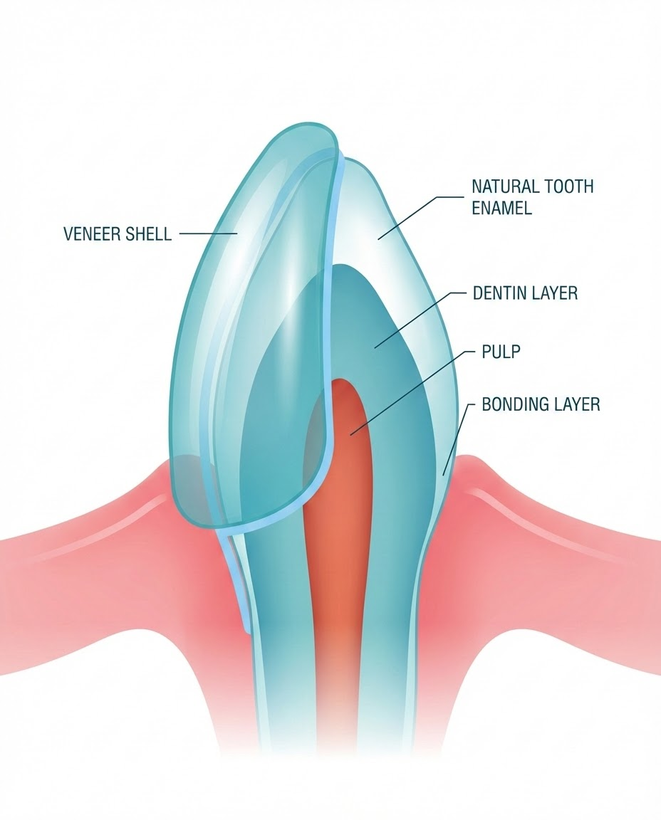 dental veneers procedure steps and process diagram