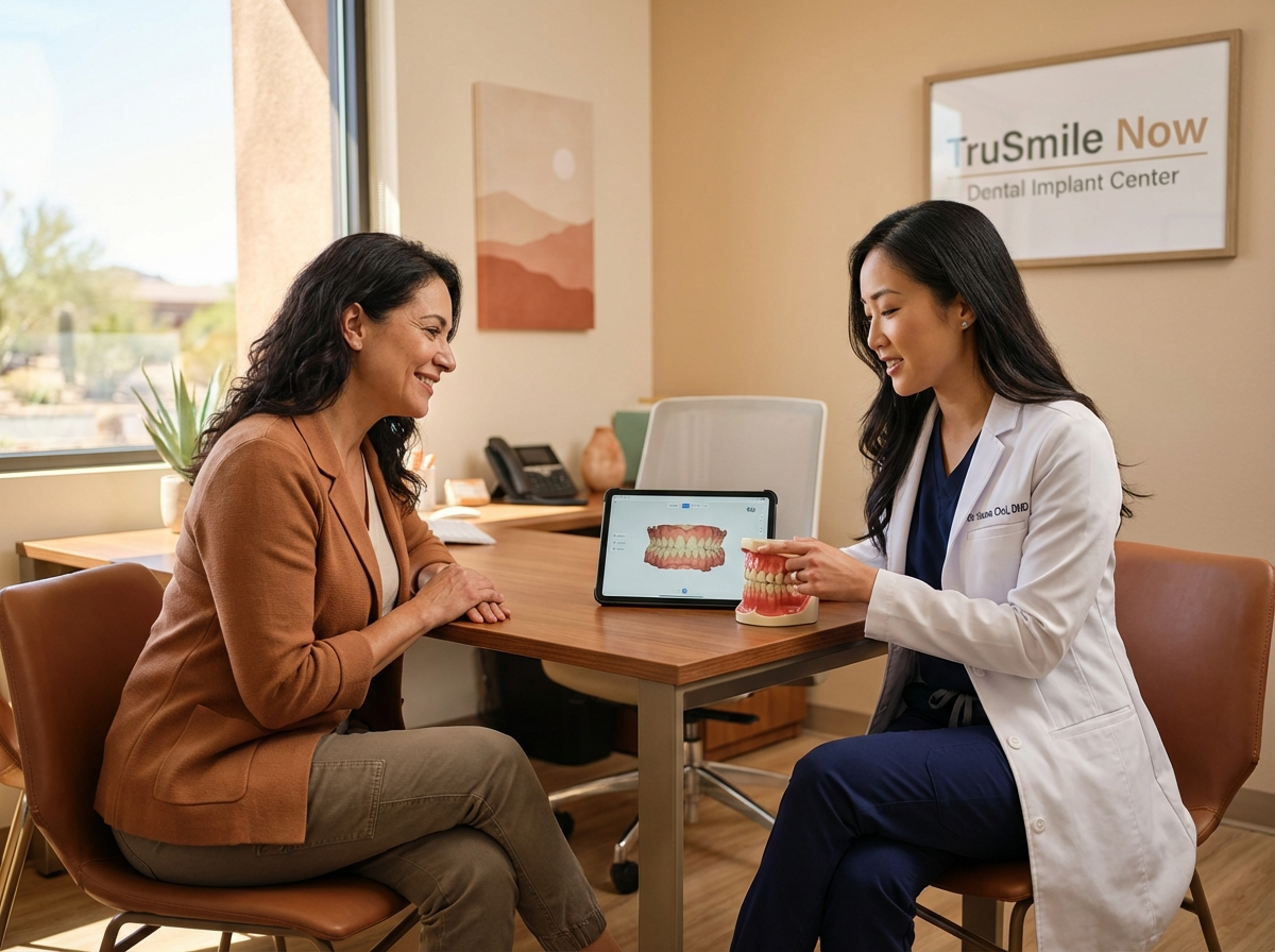 Patient enjoying life after dental crown treatment at TruSmile Now