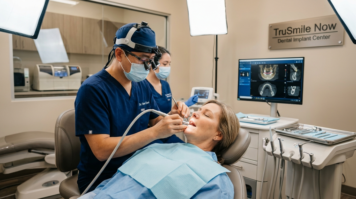 afford All-on-4 implants procedure at TruSmile Now with Dr. Han Choi, DDS, DABOI, FAAID