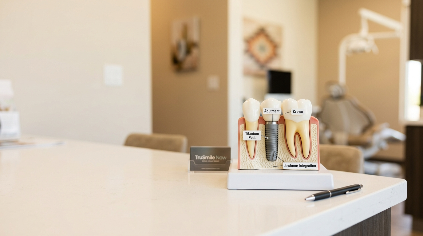 dental implants downsides model at TruSmile Now Arizona