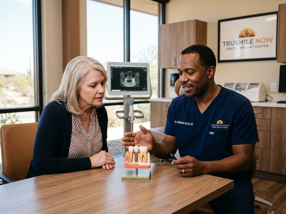 Patient enjoying life after completing dental implant treatment at TruSmile Now