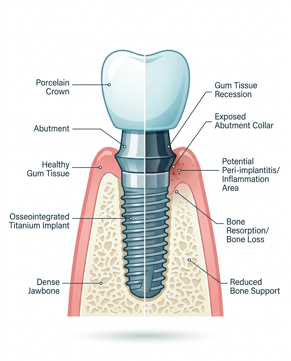 dental implants downsides procedure steps and considerations diagram