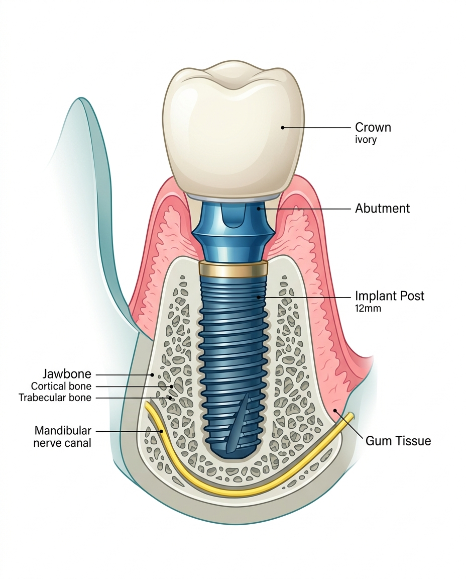same-day dental implants procedure steps and process diagram