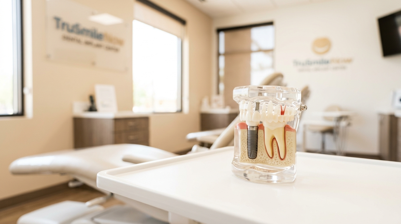 screwless dental implants model at TruSmile Now Arizona