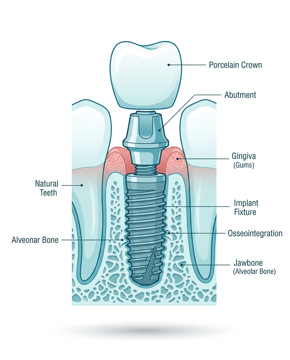 dental implants cost comparison Turkey vs Arizona with hidden expenses diagram