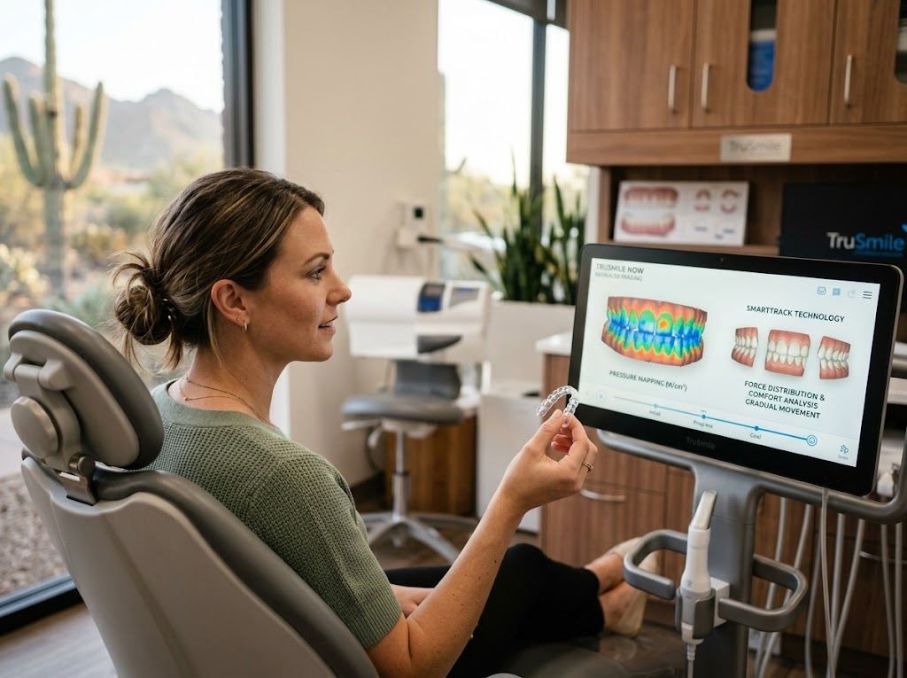 Patient smiling confidently after adjusting to Invisalign treatment at TruSmile Now