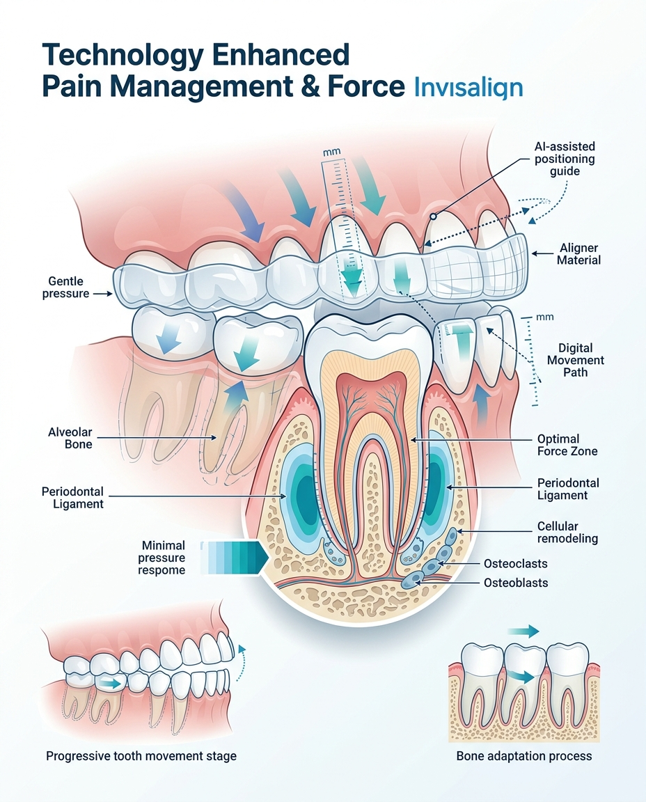 Invisalign pain management timeline and tips diagram