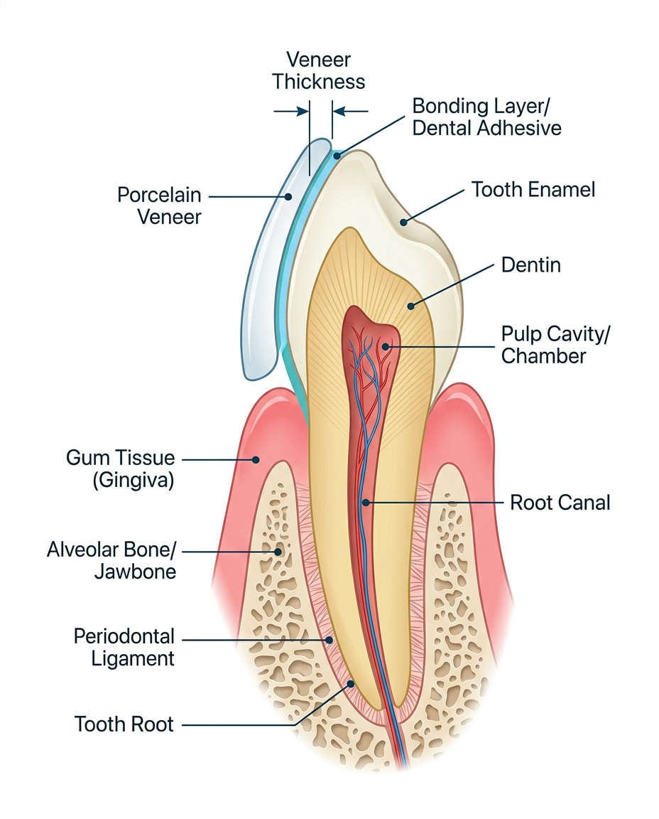 veneer procedure steps and process diagram