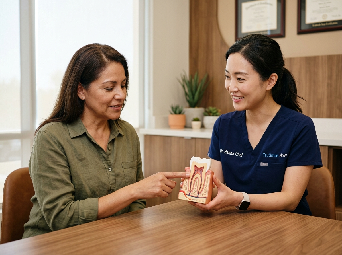 Patient enjoying life after root canal treatment at TruSmile Now