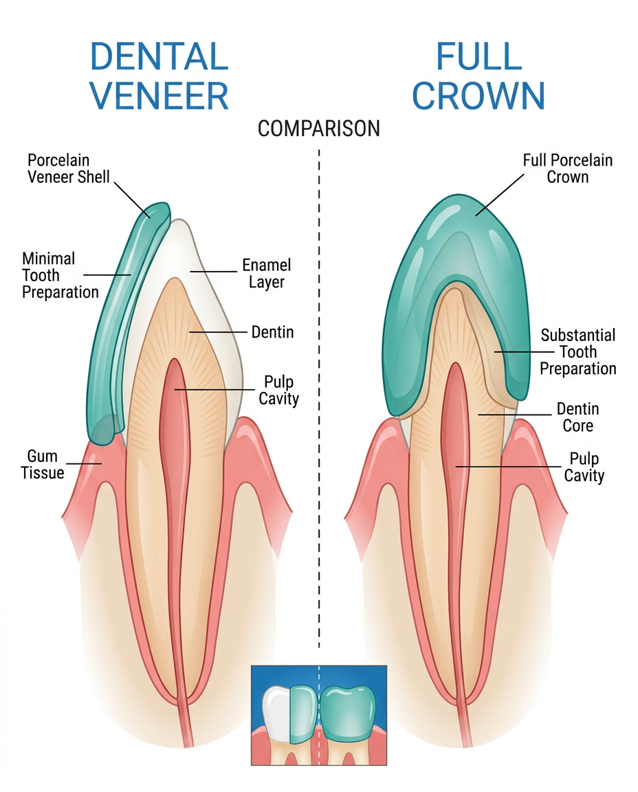 Porcelain veneers procedure steps and timeline diagram