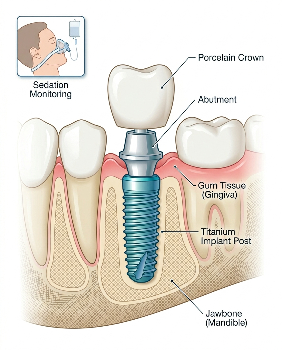 dental implant sedation options and process diagram