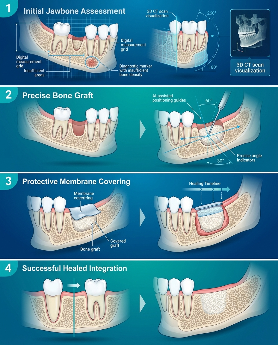 dental bone graft failure prevention steps and healing process diagram