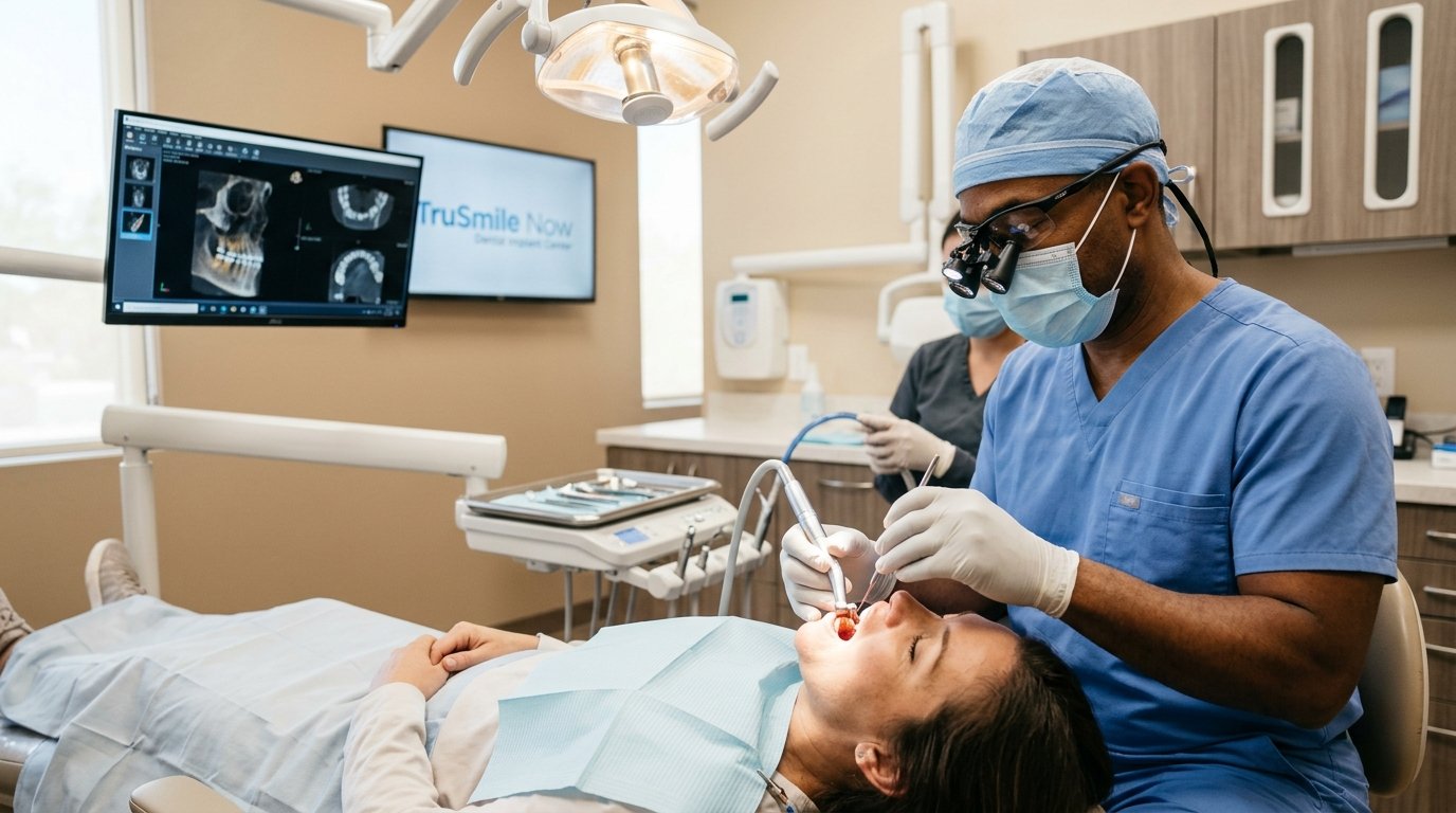 Medicare dental implants procedure at TruSmile Now with Dr. Wremaine Wilson, DDS