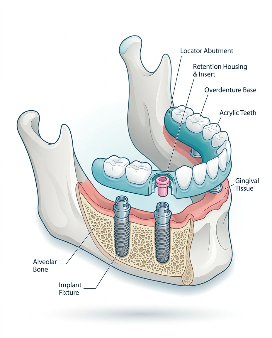 implant-supported dentures procedure timeline and steps diagram