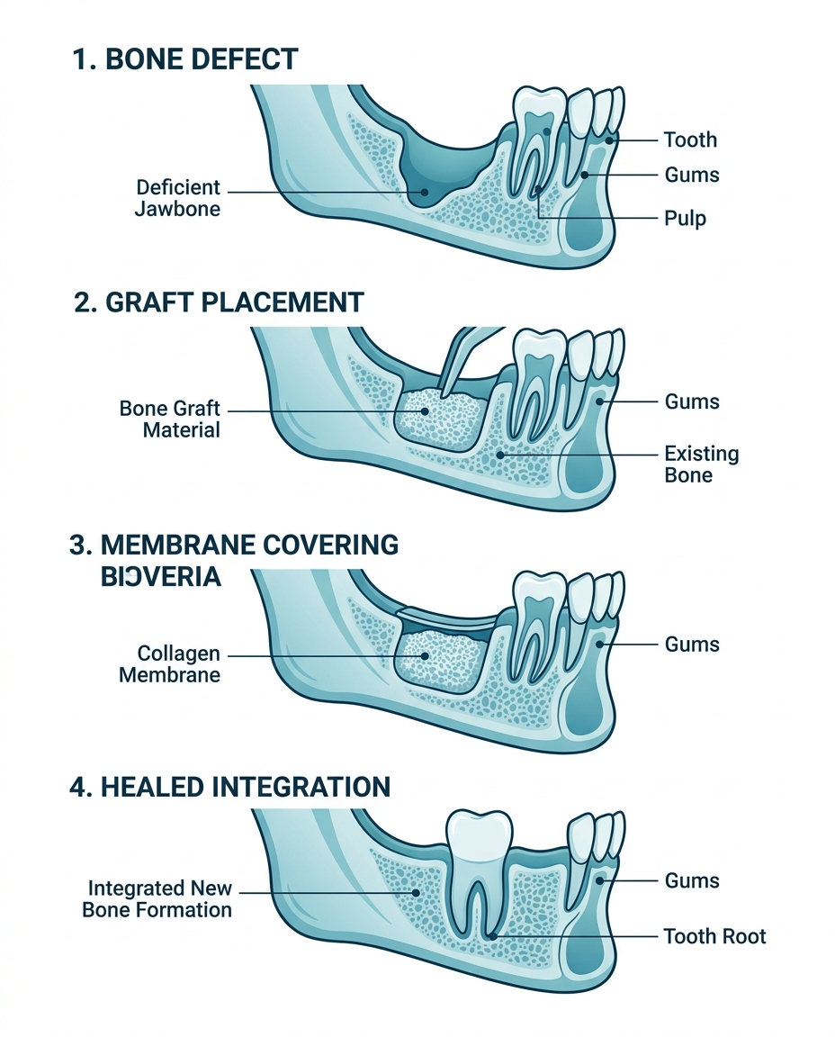 bone graft cost breakdown and procedure steps diagram
