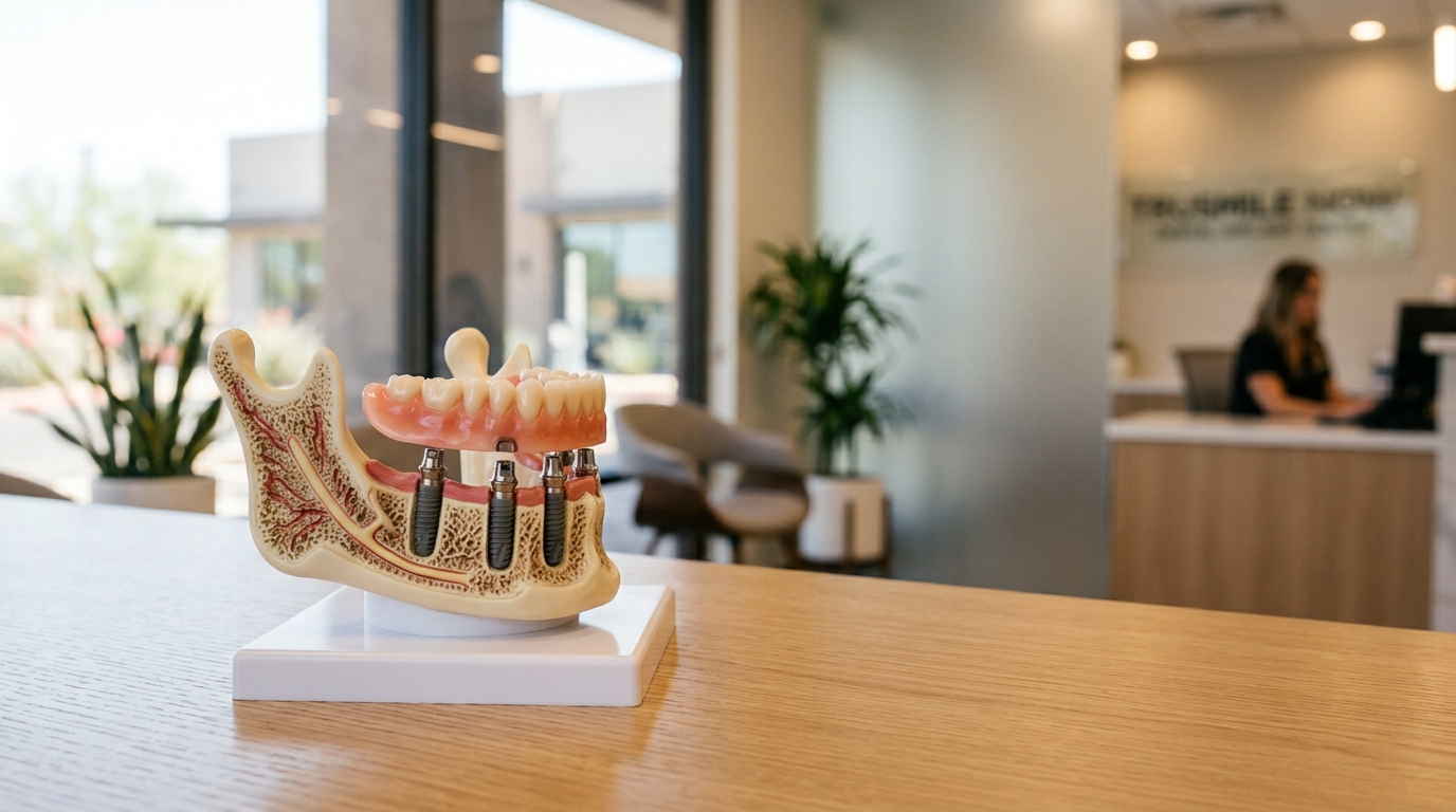 implant-supported dentures model at TruSmile Now Arizona