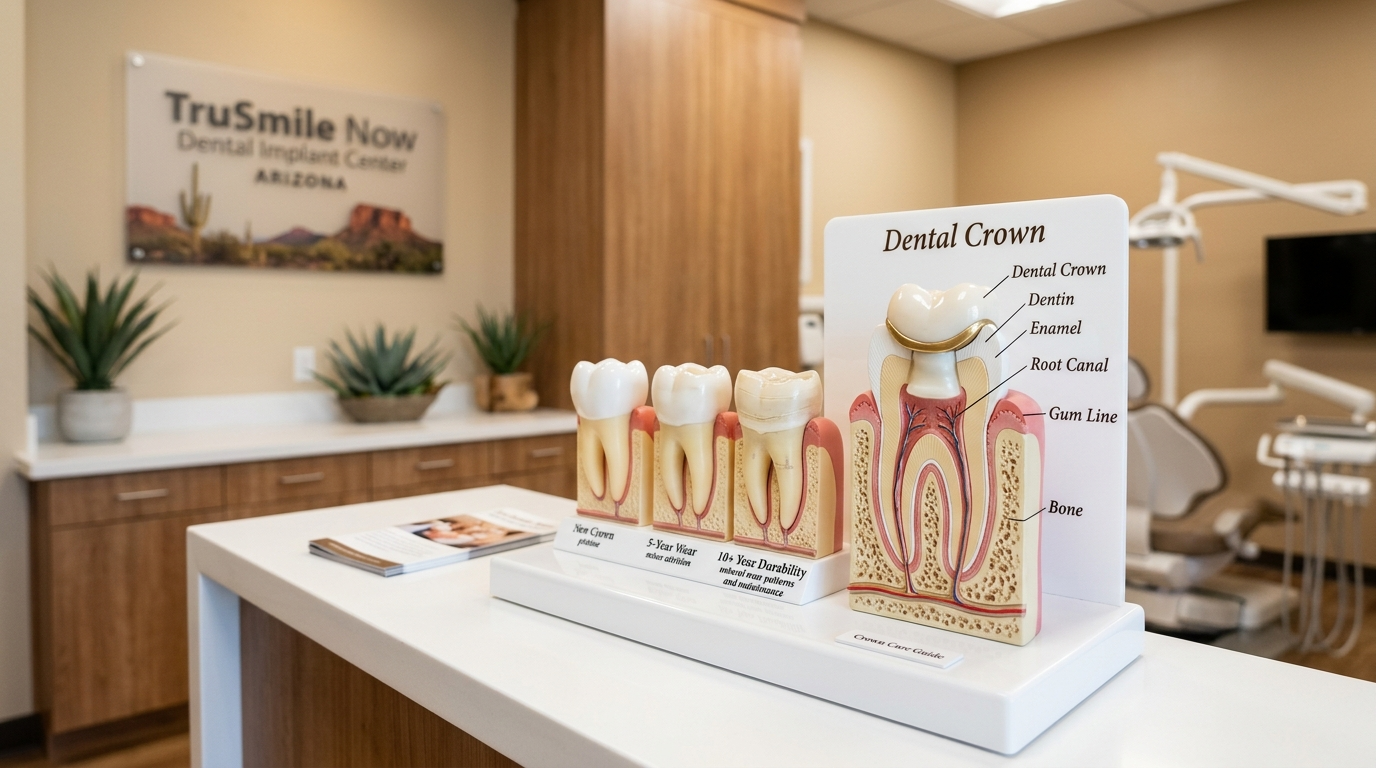 dental crown lifespan model at TruSmile Now Arizona